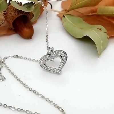 Heart with chain full zircons