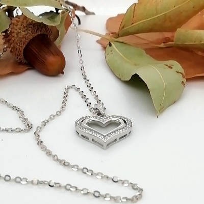Heart with chain full zircons - 2338