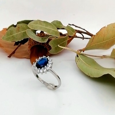 Ring blue rosette - 2348