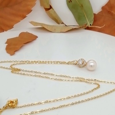 Necklace 14 karats with pearl - 2393
