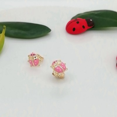 Earrings rose ladybugs