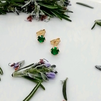 Earrings green zircon - 2546