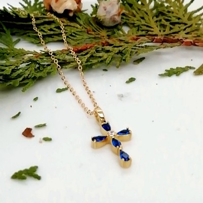 Blue cross with chain