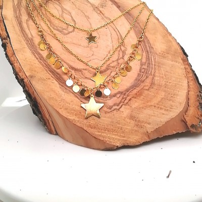 Gold plated necklace stars