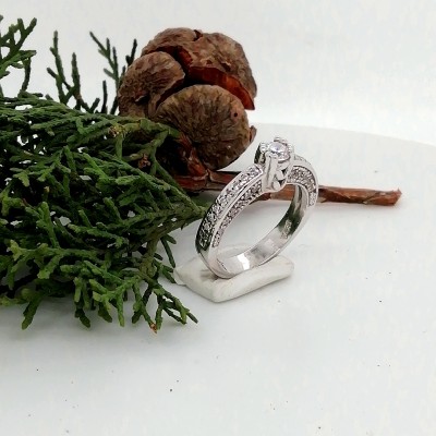 Wedding ring full of zircons - 715