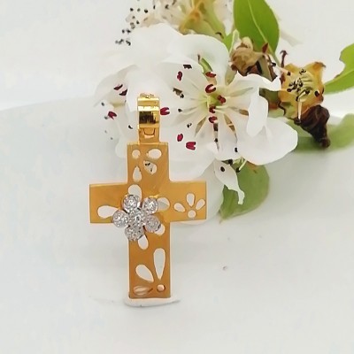 Cross white gold flower