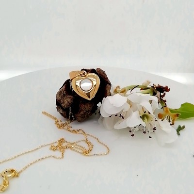Necklace heart with semi precious stone-3