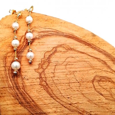 Earrings three natural pearls - 1293