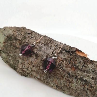 Earrings round amethystos