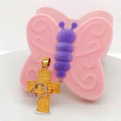 Handmade Cross white gold 14K butterfly