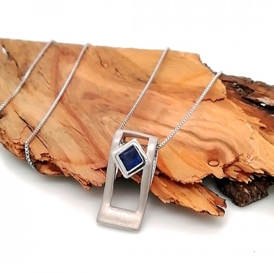 Necklace blue zircon stone-2