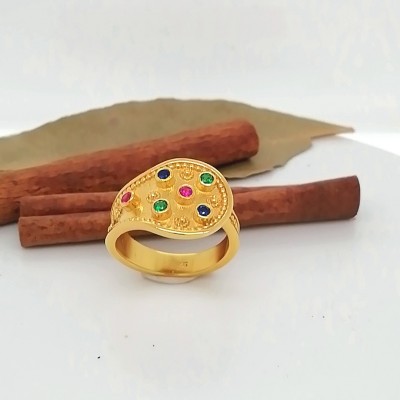 Βυζαντινό δαχτυλίδι πολύχρωμα ζιργκόν