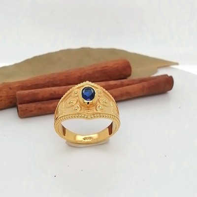 Βυζαντινό δαχτυλίδι μπλε ζιργκόν