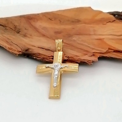 Cross 14 K (White gold Jesus Christ)