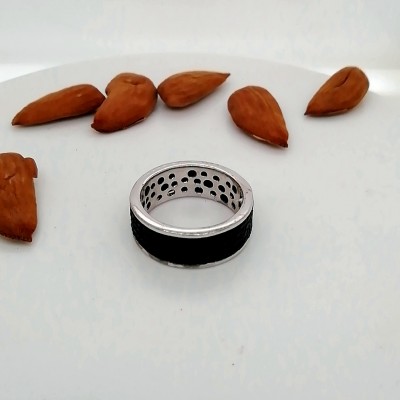 Δαχτυλίδι σχέδιο μαύρο δερμάτινο κορδόνι-2