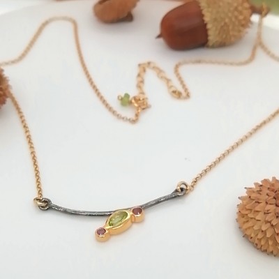 Handmade necklace peridot with amethystos