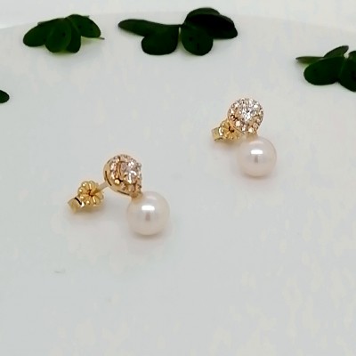 Earrings rosette with pearl