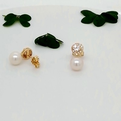 Earrings rosette with pearl - 2502