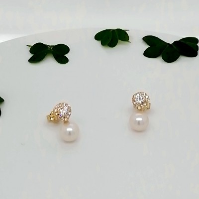 Earrings rosette with pearl-3