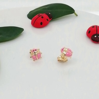 Σκουλαρίκια ροζ πασχαλίτσες - 2526