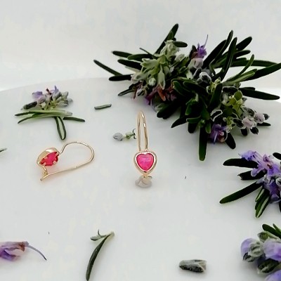 Σκουλαρίκια ροζ καρδούλες - 2535
