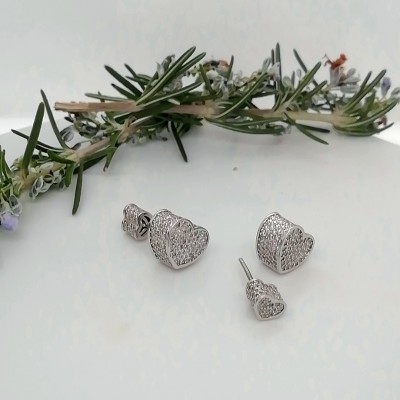Earrings two hearts - 2556