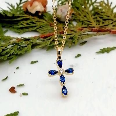 Blue cross with chain-3