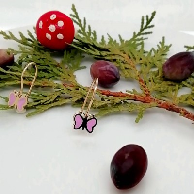Σκουλαρίκια ροζ πεταλούδες-2
