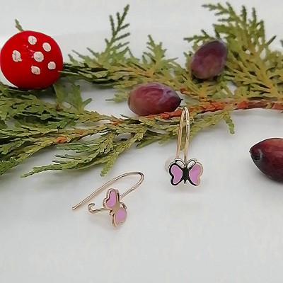 Σκουλαρίκια ροζ πεταλούδες-4
