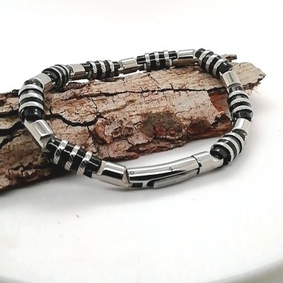 Bracelet stainless steel double colour - 341