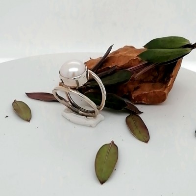 Δαχτυλίδι μαργαριτάρι με διπλή γάμπα-3