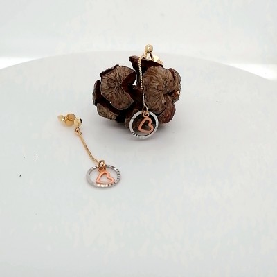 Hanging earrings rose gold heart - 894