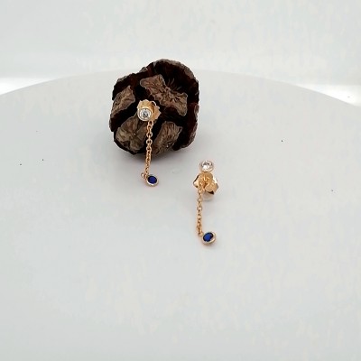 Κρεμαστά σκουλαρίκια λευκό μπλε ζιργκον - 898